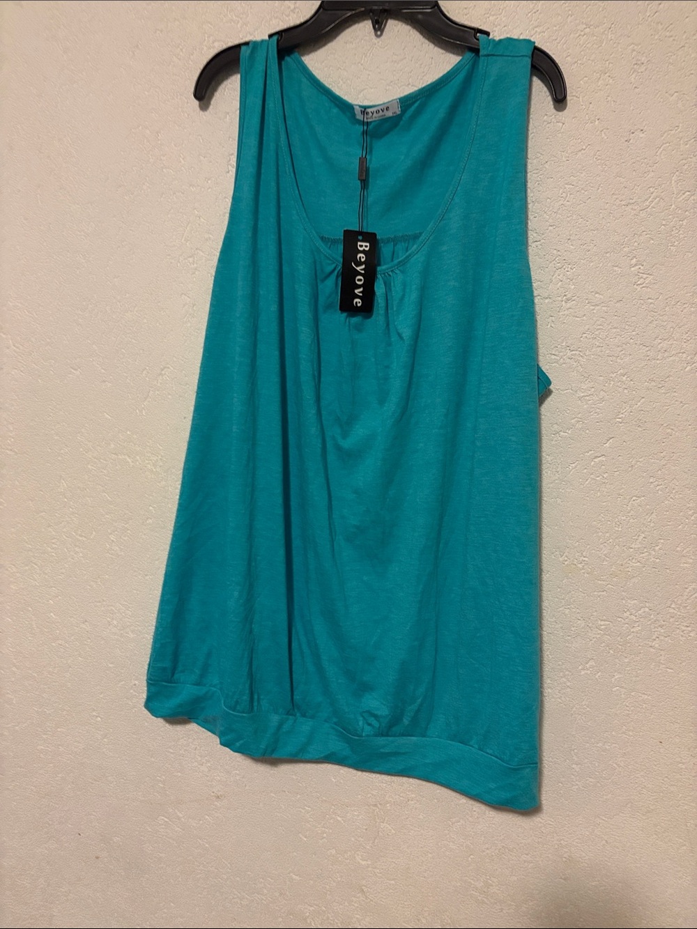 Beyove Teal Scoop Neck Tank Top